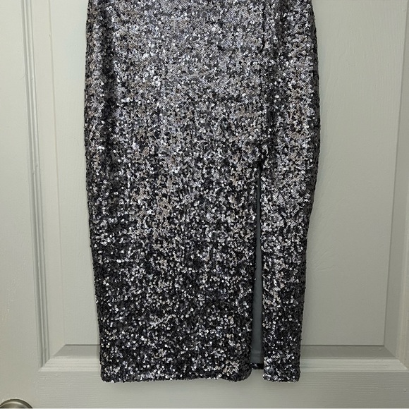 Silver Sequin Strapless Dress - Picture 4 of 8